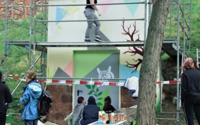 Einweihung und Bemalung des Artenschutzturms in Gimritz