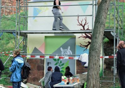 Einweihung und Bemalung des Artenschutzturms in Gimritz